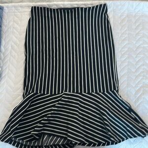 Ann Taylor Skirt Womens XXS Petite Striped Pencil With Ruffle